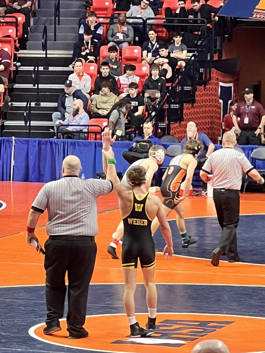 JolietWWrestle's tweet photo. Carson wins 5-0 and is now…A STATE PLACE WINNER! He will wrestle in tonight’s semifinals. #ALLSTATE #TPW4 #tigerpride https://t.co/FrScFeK2Td