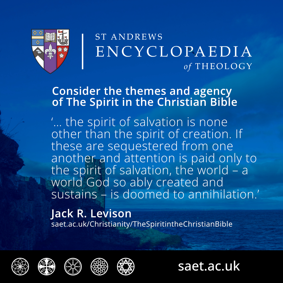 Consider the themes and agency of The Spirit in the Christian Bible. Read Jack R. Levison's article: The Spirit in the Christian Bible: saet.ac.uk/Christianity/T…. Join our mailing list. Email selby-sympa@st-andrews.ac.uk, and put 'subscribe saet-info' in the subject line.