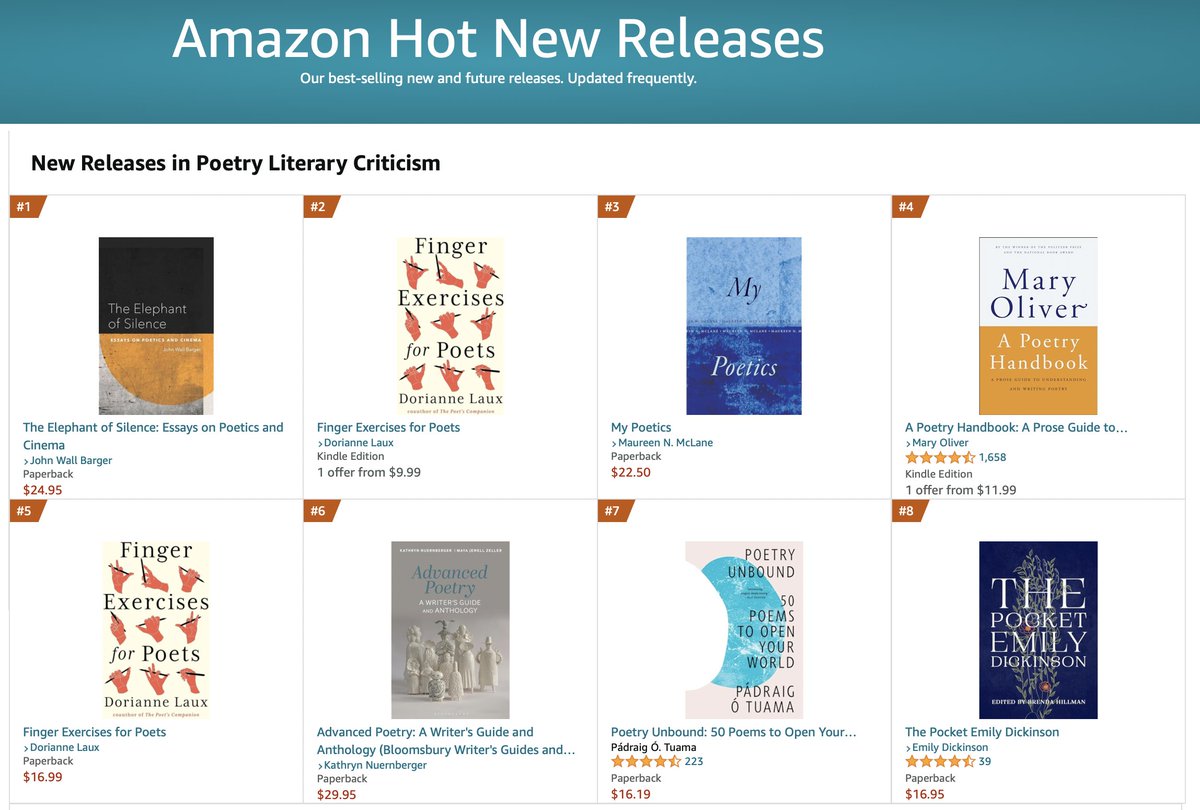 The Elephant of Silence has climbed to the #1 spot for the new releases of Poetry Literary Criticism!!