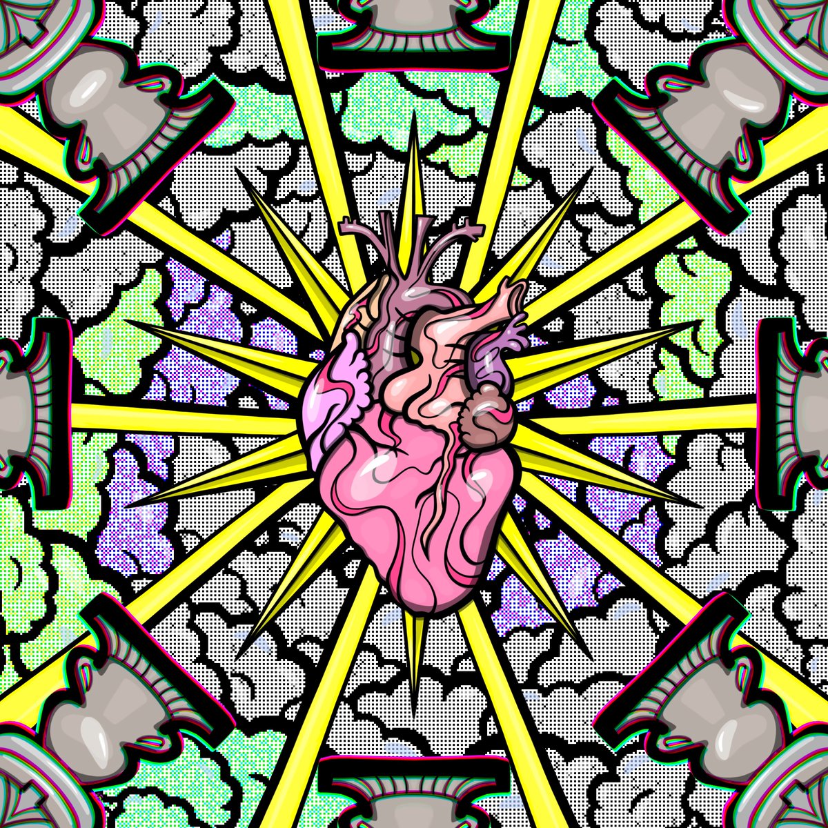 Cynthia_Stnkmp's tweet photo. 🚨Fresh mint!🚨
#FunkyHeart 44 is now listed as a 1/1 on Magic Eden, where, if you haven't been keeping up, you can buy Polygon NFTs with $GONE 🥳. This one ended up far funkier than expected. Waited for well over a year for inspiration to hit me to finish this one. 
▪️Link 👇. https://t.co/qlMs5F5y6W