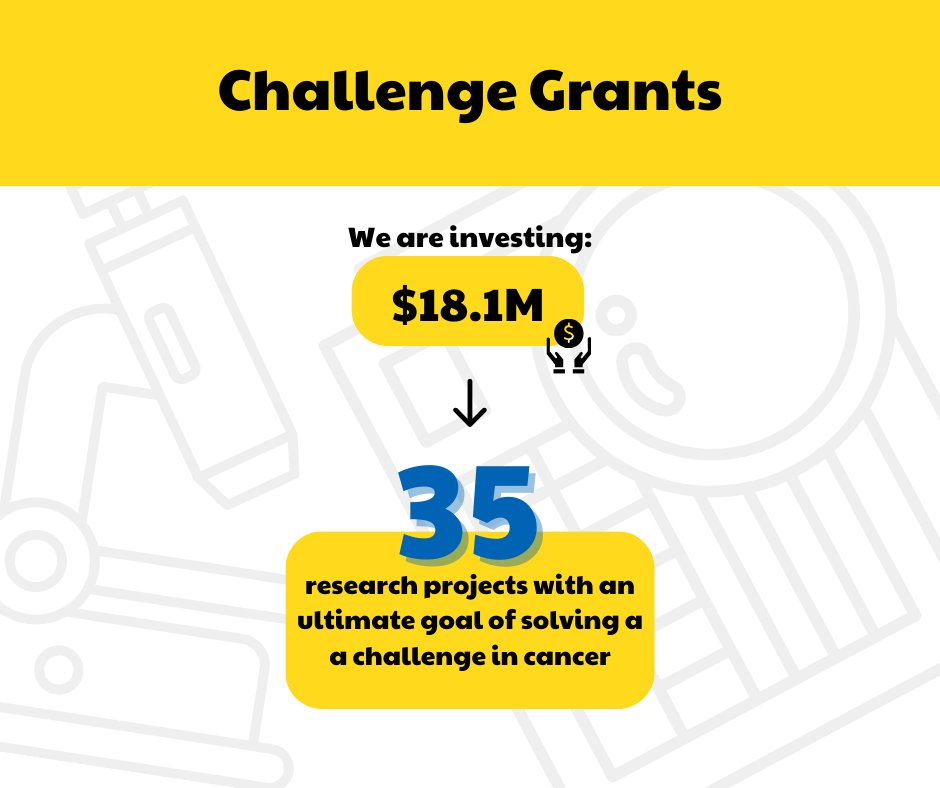 We at @cancersociety are thrilled to announce the recipients of the Challenge Grants! This program will support research projects across the cancer continuum and disciplines, with the goal of solving a challenge in cancer.