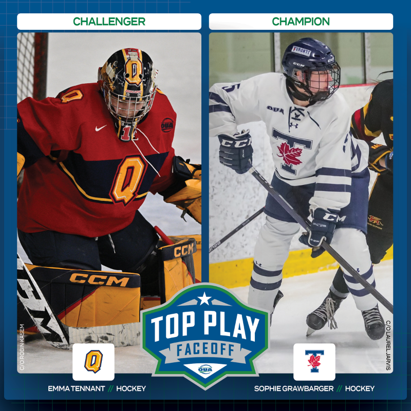 OUAsport's tweet photo. Slick stick work shines on offence and defence in this latest #TopPlayFaceoff! 👑

Emma Tennant, @queensgaels (🏒)
🆚
Sophie Grawbarger, @Varsity_Blues (🏒)

Who. Ya. Got? 🤔

#WeAreONE