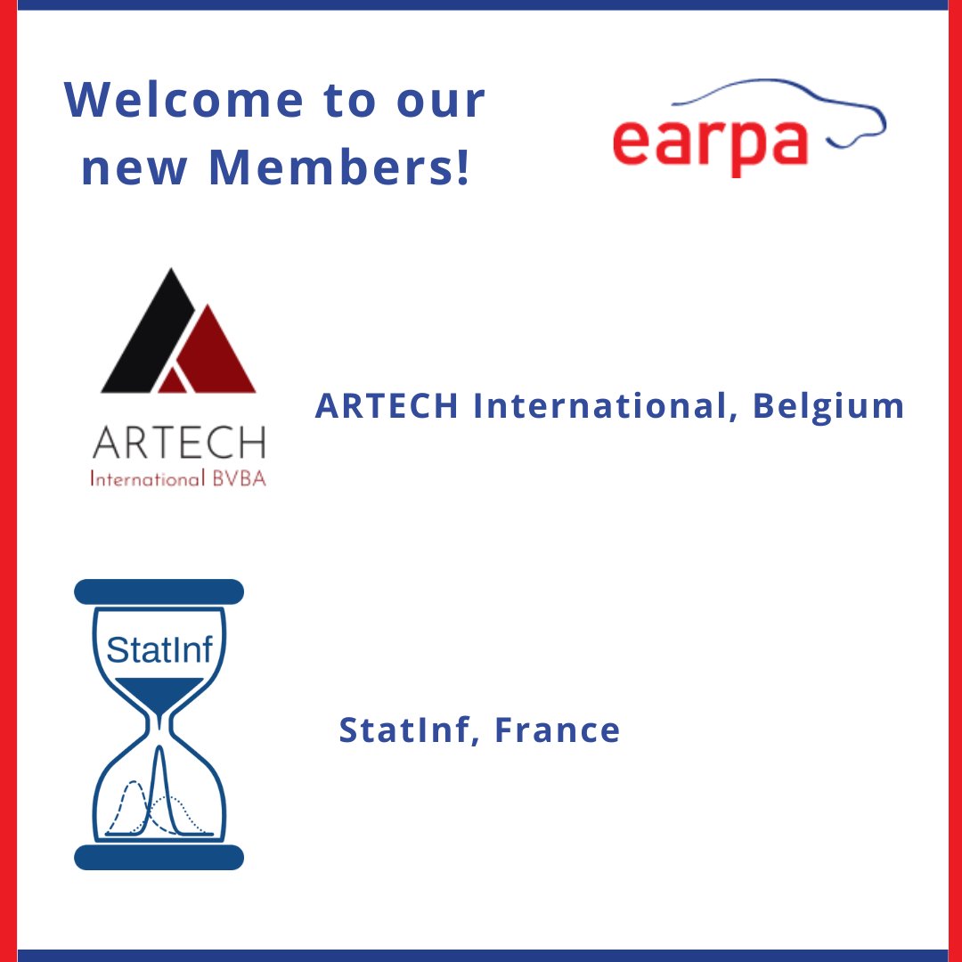 🤝 A very warm #welcome to the newest members of EARPA, who join our automotive research community! 🌍 👇
 
<a href="/artechinternat1/">artechinternational</a>  International BVBA, Belgium

@Statinf1 

Welcome to EARPA!