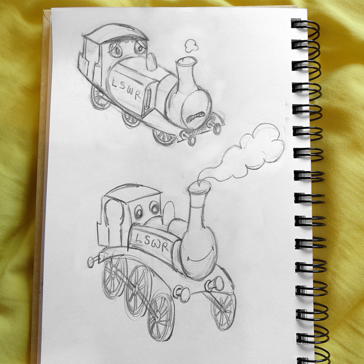 ClaireEWarren's tweet photo. My first train I drew came out weary and sad so I then had to draw a happy one to lighten the mood 🚂🖌️ #train #trains #art #trainart #modeltrains https://t.co/ndyftxrkQm