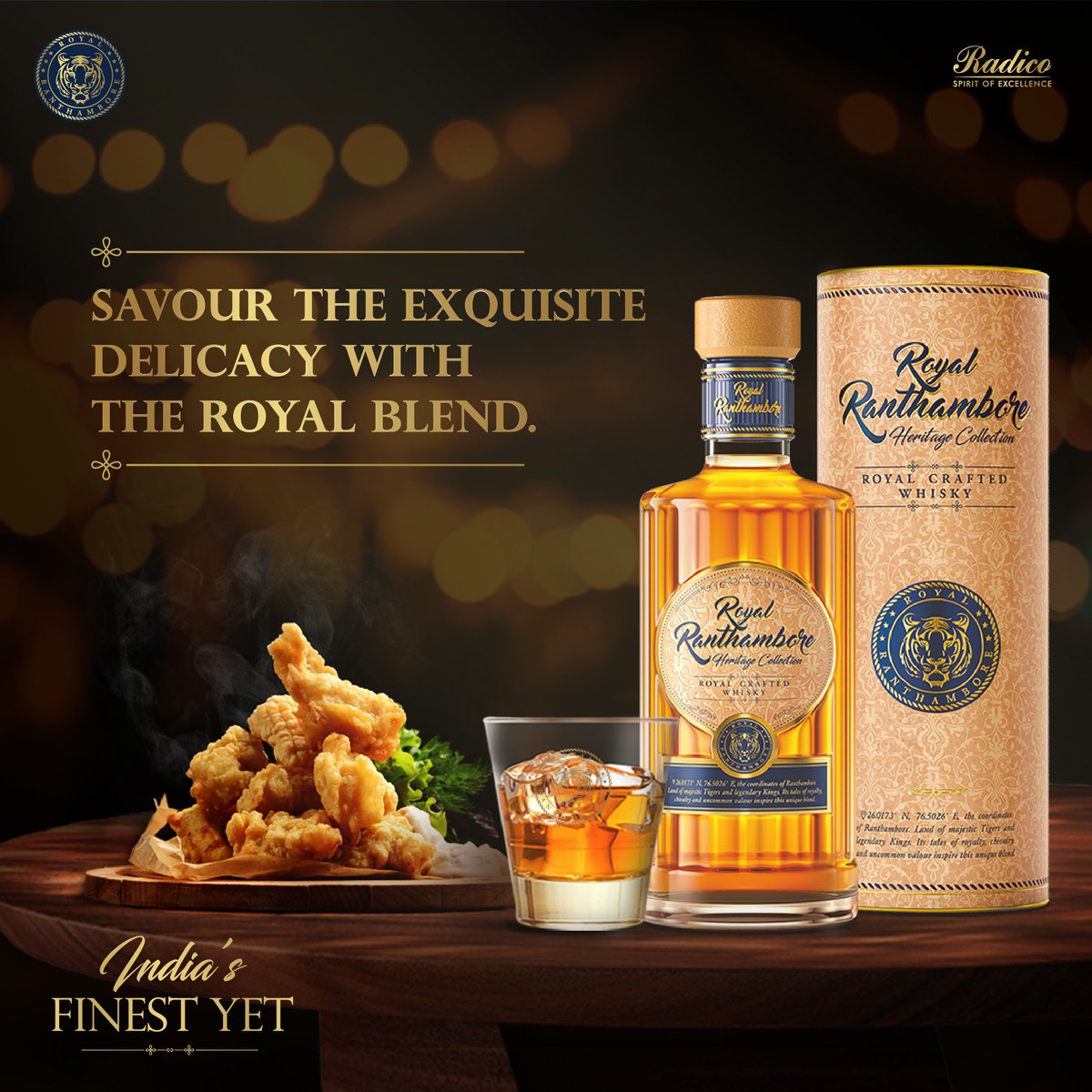 RRanthambore's tweet photo. Treat your palate to the Royal taste. Immerse yourself in the sumptuous flavors with the finest companion, Royal Ranthambore Whisky.

#IndiasFinestYet #IndiasFinestWhisky #FoodPairing #Delicacy #RoyalRanthambore #Radico https://t.co/LB9oFrzfLg