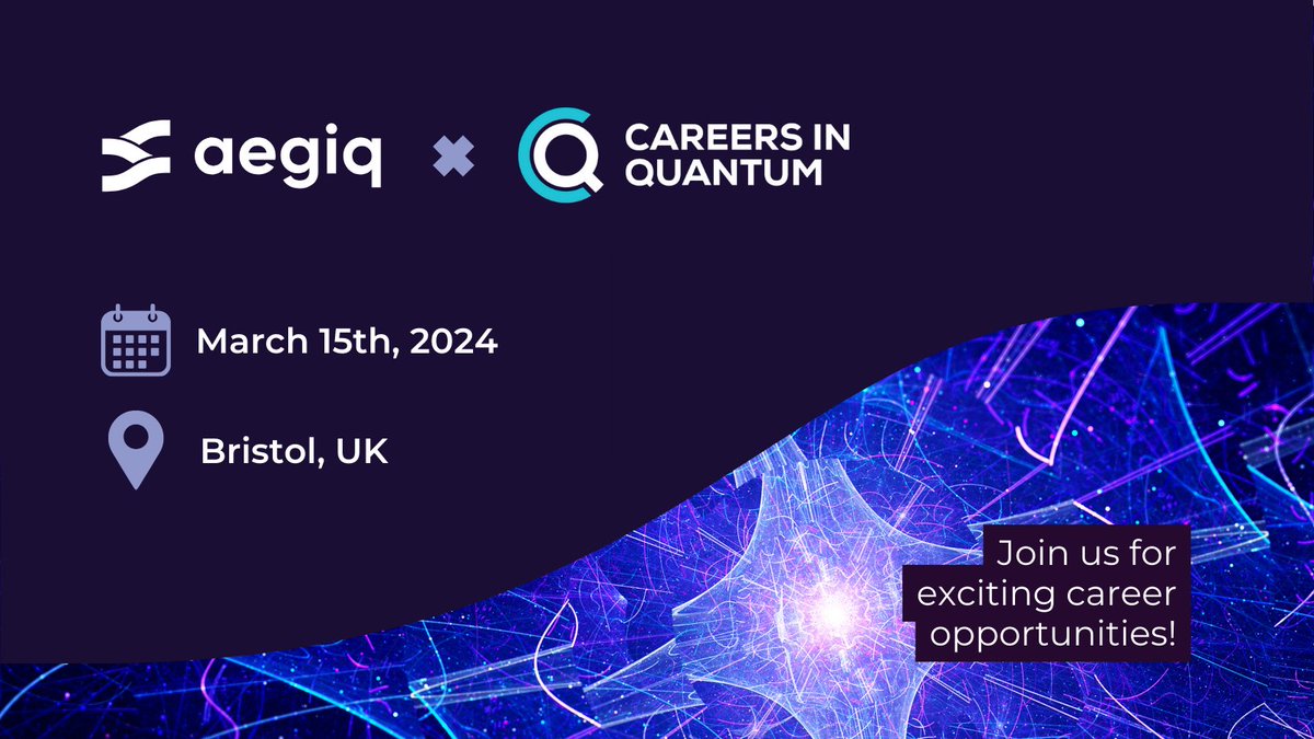 🚀 Join Aegiq at Careers in Quantum 2024 @CIQ_Event!🌟 🗓️ 15 March, 2024 📍 The Richmond Building, Bristol 🎟️ 👉careers-in-quantum.com/register Don't miss your chance to explore #quantum #technology opportunities and connect with us. Let's shape the future together!💫 #Jobs #Careers