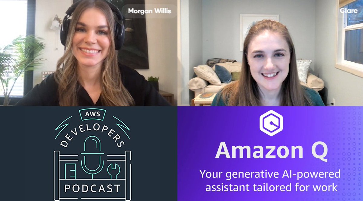 🎧 New @AWSDevelopers Pod Episode! Join @MorgantWillis & @clare_liguori as they unveil magic of #AmazonQ, the AI-powered assistant transforming #AWS development! 🌟 Learn how it's shaping future of coding, from architecture advice to code optimization. open.spotify.com/episode/6jTO3B…