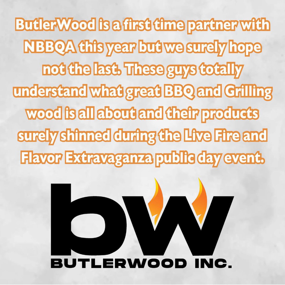 NBBQA's tweet photo. @ButlerWoodInc is a first time partner with NBBQA this year but we surely hope not the last. These guys totally understand what great BBQ and Grilling wood is all about and their products surely shinned during the Live Fire and Flavor Extravaganza public day event. https://t.co/4J85nR3ZFW