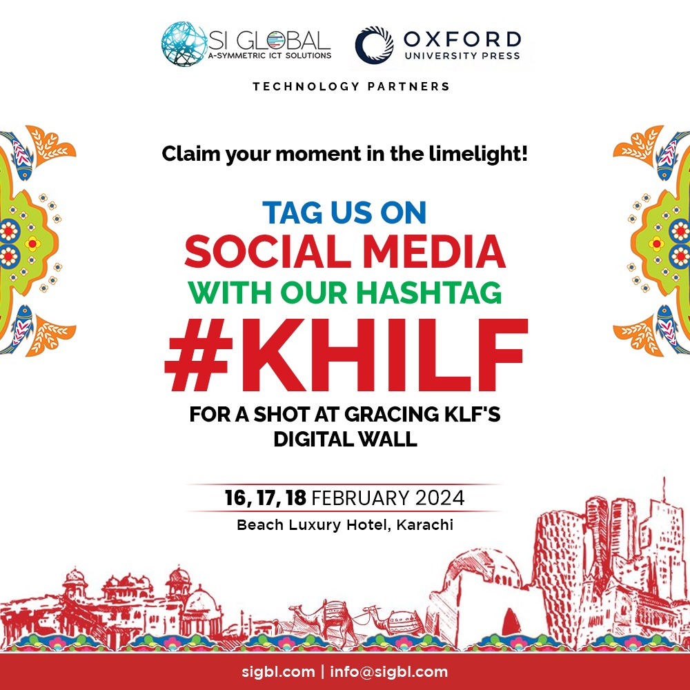 SI_Global_'s tweet photo. Step into the spotlight! Tag us with #KhiLF on social media for a chance to shine on KLF's digital wall. Your moment of fame awaits! 
 
 🗓 16th, 17th and 18th February 2024
 📍Beach luxury Hotel, Karachi
 
 #KhiLF #KLF2024 #SiGlobalLitFest #KarachiLiteratureFestival2024 https://t.co/Iv4STx99d3