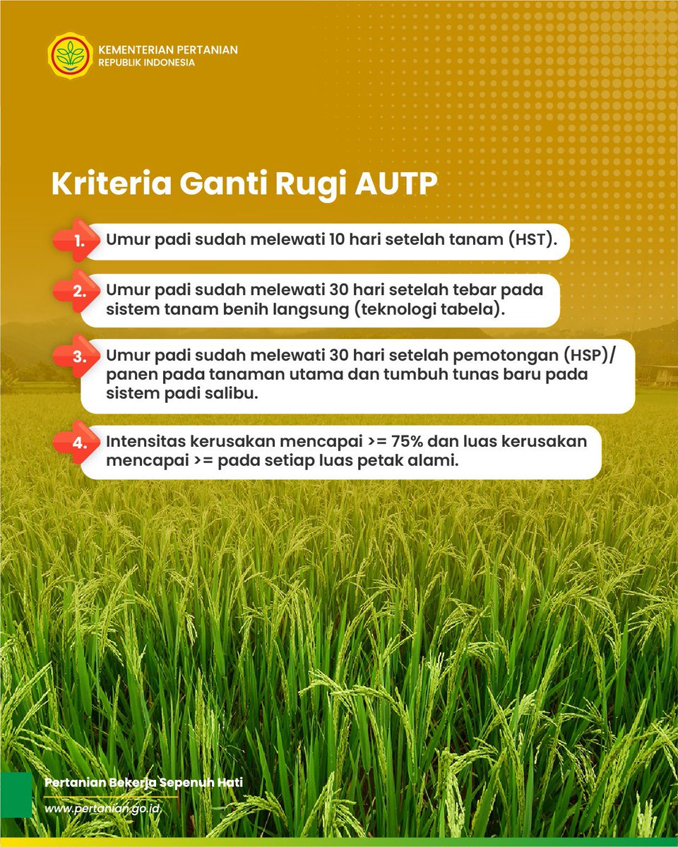 kementan's tweet photo. Lantas, apa tujuan AUTP, bagaimana mekanisme pendaftaran hingga kriteria apa saja yang termasuk dalam klaim asuransi?
Berikut informasinya. Silakan disimak yaaa!
#AUTP #AsuransiUsahaTaniPadi #AntisipasiGagalPanen https://t.co/FatbRjU5Uy
