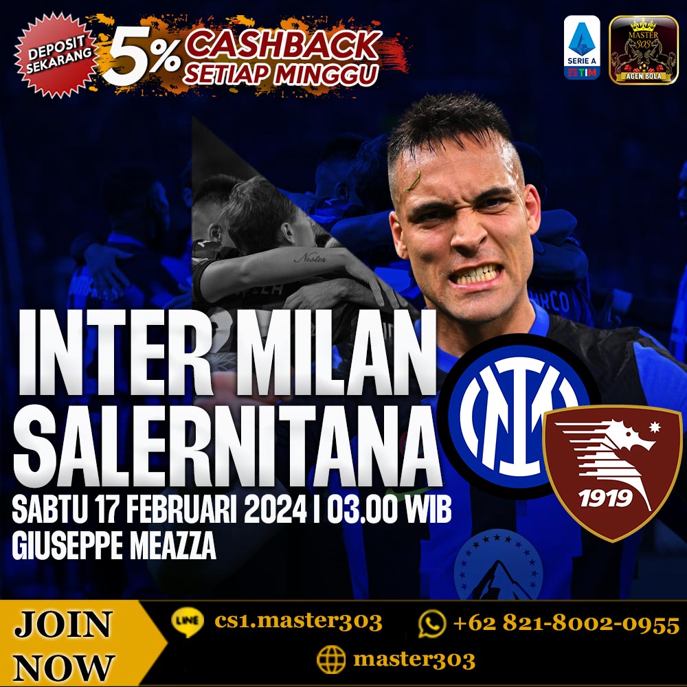 M303Bet's tweet photo. ๐ฎ๐นItalian Serie A
โฑ๏ธ03:00 Inter Milan vs Salernitana 0 : 2
Link Join Master303 : https://t.co/lmz19s7JgT
#InterMilan #salernitana #Inter #InterSalernitana #SerieA #LigaItalia #parlaybola #prediksibola #sbobet #parlay #bolaparlay #judibola #taruhanparlay #bolanet #master303 https://t.co/auCjKaW9sQ