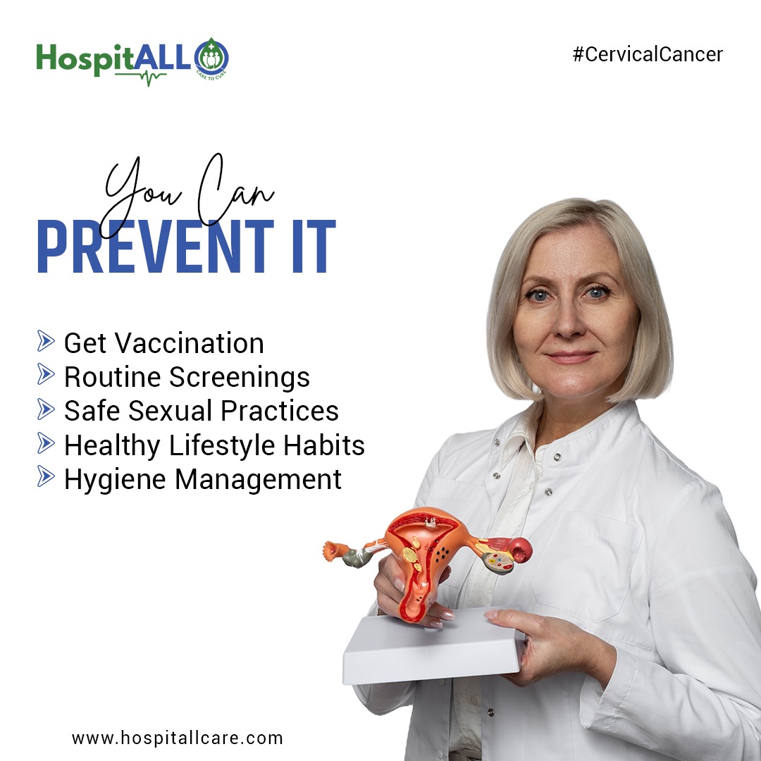 Empower yourself against #CervicalCancer! Prevention is the key, and you have the power to protect your health. From vaccinations to routine screenings and healthy lifestyle habits, let's prioritize well-being. 💙🌸 

#CervicalHealth #PreventionIsPower #HospitALL