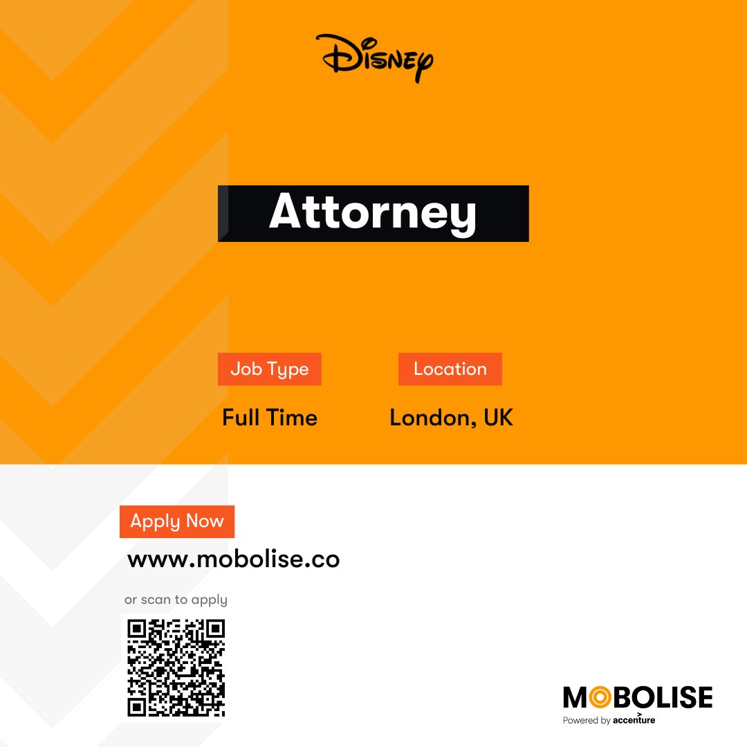 If you're an entertainment lawyer, Disney wants you! New Attorney role open in London to support film/TV production deals. Perks include free park entry for family, discounts & more. Apply now! jobs.mobolise.co/jobs/305294222… #DisneyJobs #DreamJob #JobAlert