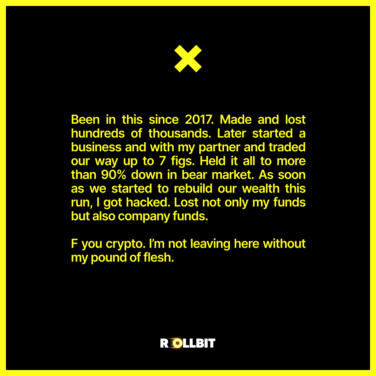 coinfessions's tweet photo. F you crypto. I’m not leaving. https://t.co/UGf0p0UwD4