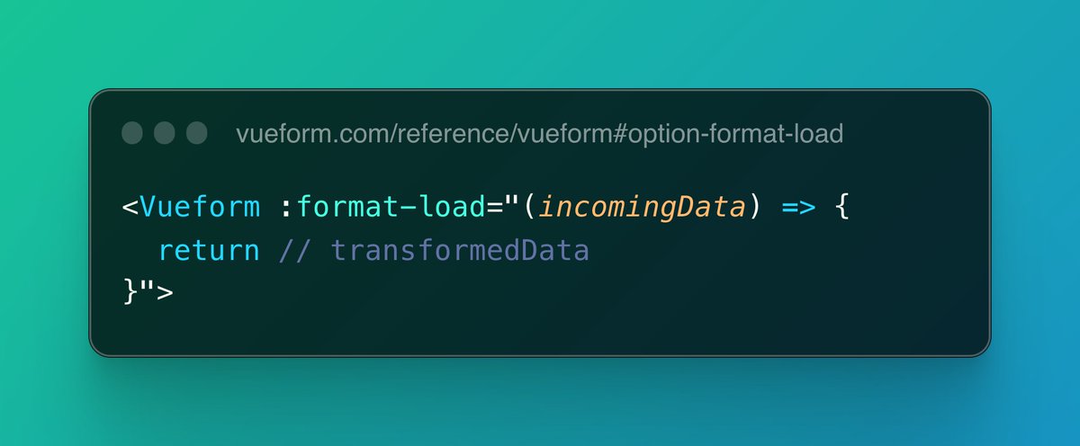 bereczadam's tweet photo. Ever run into the hassle where your API's form data doesn't match up with your fields? @vueform's got your back with 'formatLoad' option that transforms data seamlessly every time you load data to your form.
https://t.co/fGOBgmRaSn https://t.co/BbiHgN8rcA