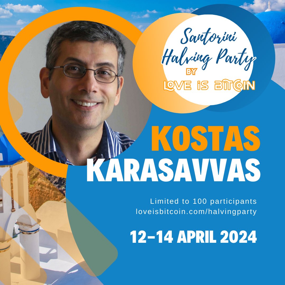 LoveIsBitcoin21's tweet photo. Speaker Announcement for the Santorini Halving Party! 

Kostas Karasavvas @kkarasavvas

A computer scientist and Bitcoin educator. Author of a Bitcoin programming library (FOSS) and textbook (CC) to accompany his teaching seminars. Running Bitcoin technology meetups since 2013. Technology enthusiast that closely follows developments on crypto, AI/Robotics, VR/AR and recently longevity research.

Find his website at: https://t.co/TIx6j0AF60