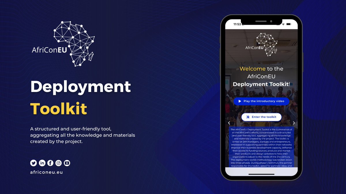 Introducing the AfriConEU Deployment Toolkit: 
Your Ultimate Resource for Business Development Success!

➡️ Join the movement
➡️ Empower innovation
➡️ Drive progress

Get started today, it’s free!
🔗 lnkd.in/dKgp98vD

#AfriConEU #AfricaEurope #DIH #H2020