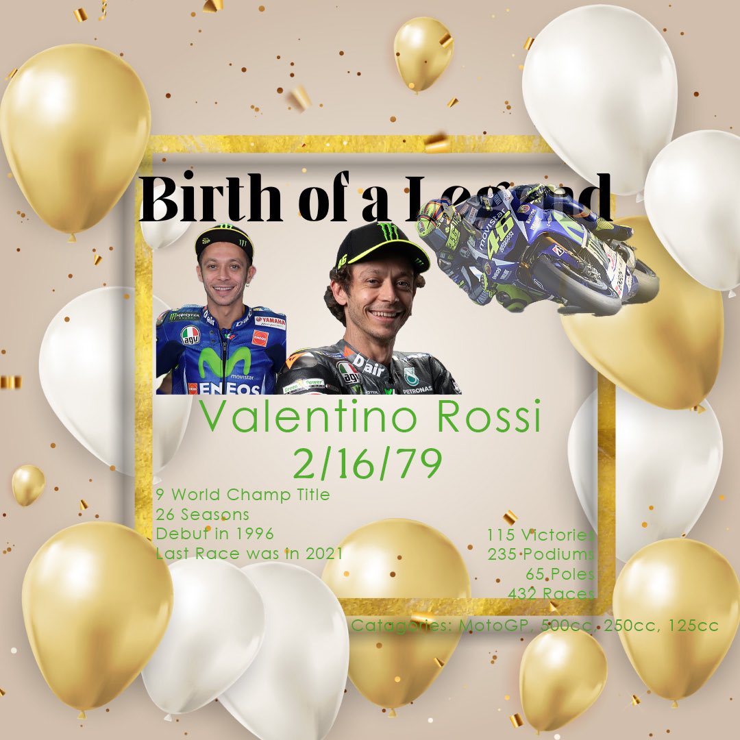 B4evaKool's tweet photo. Birth of a Legend: Valentino Rossi. #bike #bikelife #motorcycle #motorcyclelife #motorcycleracing #raceamotorcycle #racetrack #race #racing #fast #be4evakool
#motul #gopro #ogio #engineice #fitness #gofast #aimhy 
#motogp #legend #birthday #stats https://t.co/eUju8eiSMy