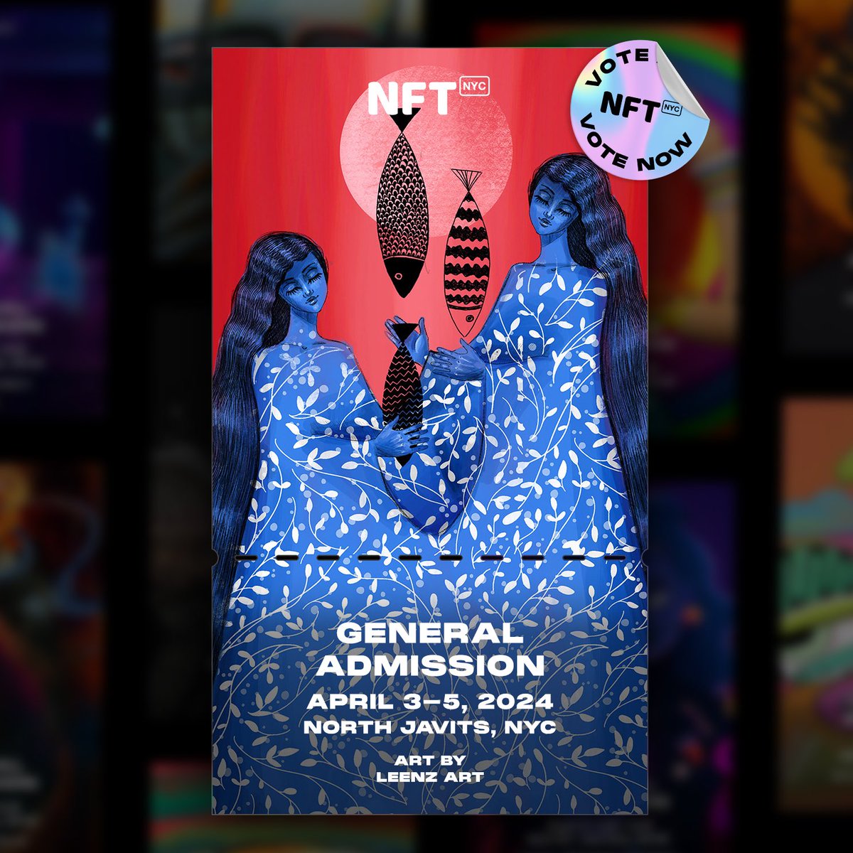 Exciting news and need your support
🎨 Need Your Vote for #NFTNCY 2024! 🚀

I'm in the running with my ticket design for NFTNCY 2024. Vote for my art work to be a design on the ticket:

Link to voting nftnyc.tickets/vote?tkt=21300… 

#NFT #NFTComminity