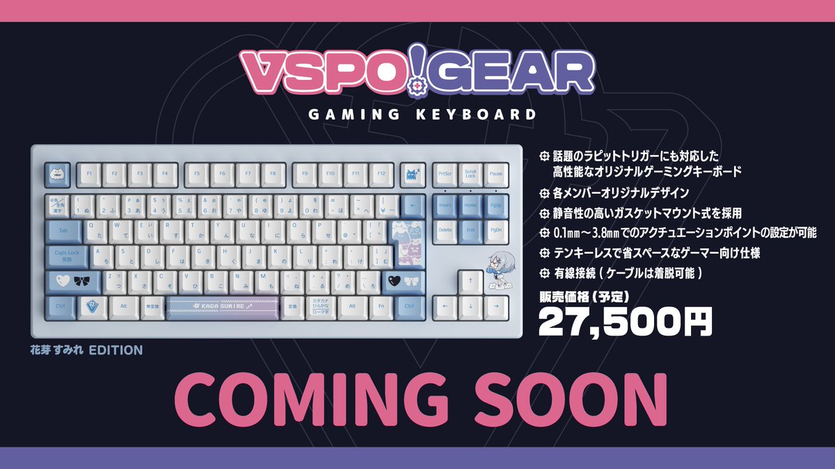 【ぶいすぽっ！オリジナルキーボードの販売延期について】

ぶいすぽっ！オリジナルキーボードについて、販売開始を延期させていただく判断に至りましたことをお知らせいたします。
 今後の方針については目処が立ち次第随時、遅くとも続報を3月中旬までにはお出しできるように進めてまいります。