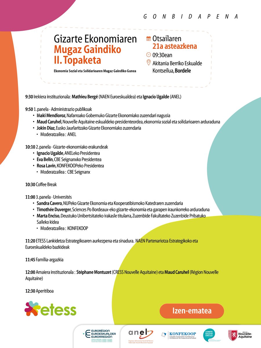 Euroregion_naen's tweet photo. Économie sociale |
⏱ J-5 | Il est encore temps de vous inscrire à la 2e Rencontre transfrontalière de l'économie sociale et solidaire où le partenariat stratégique #ETESS sera officiellement présenté !
🗓 21.02.2024 
🕘 9h30 - 12h30
🏢 #Bordeaux
📝 https://t.co/nempMemHbQ https://t.co/IS5B16HYG8