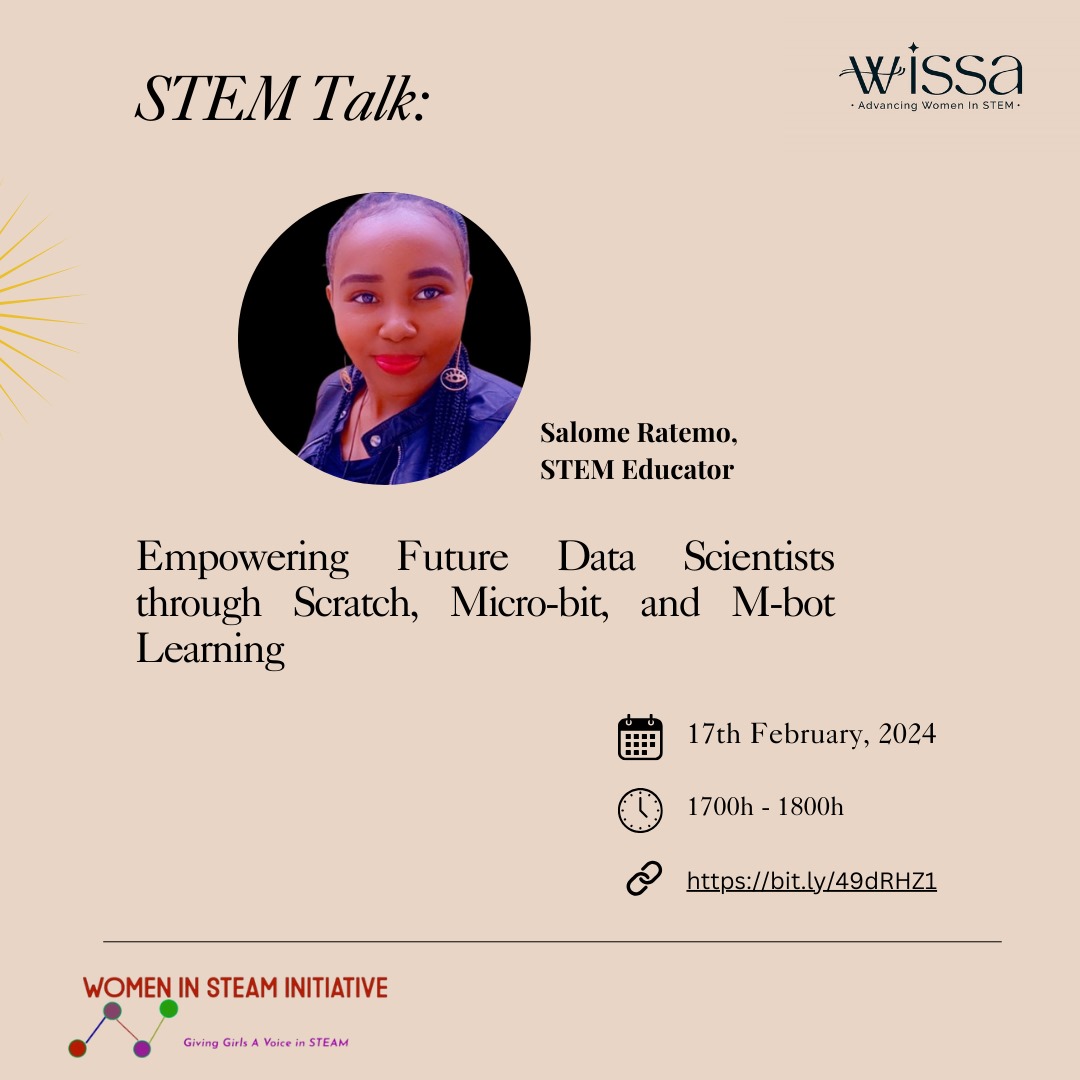 wissafrica's tweet photo. Join our STEM talk tomorrow @1700h 
STEM Talk with Salome Ratemo
Saturday, 17 Feb  •  17:00–18:00
Google Meet joining info
Video call link: https://t.co/yWEdnuR3PL
#STEMeducation #STEM https://t.co/oaR6qEuEGW