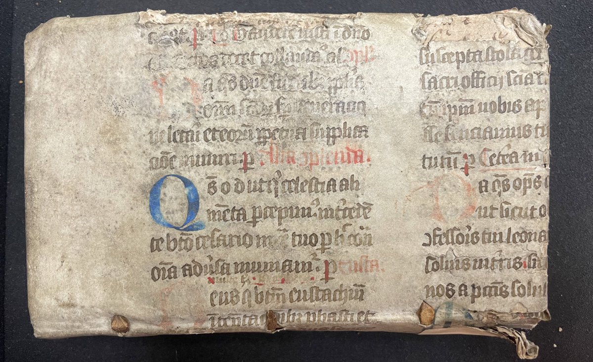 RareBookYvette's tweet image. A very happy #FragmentFriday from me and this adorable little early modern book robed in a medieval bifolium parchment cover. 📜 

@SCA_MULibrary RB TH 5 1628, Cologne

#Fragmentology #bookcovers