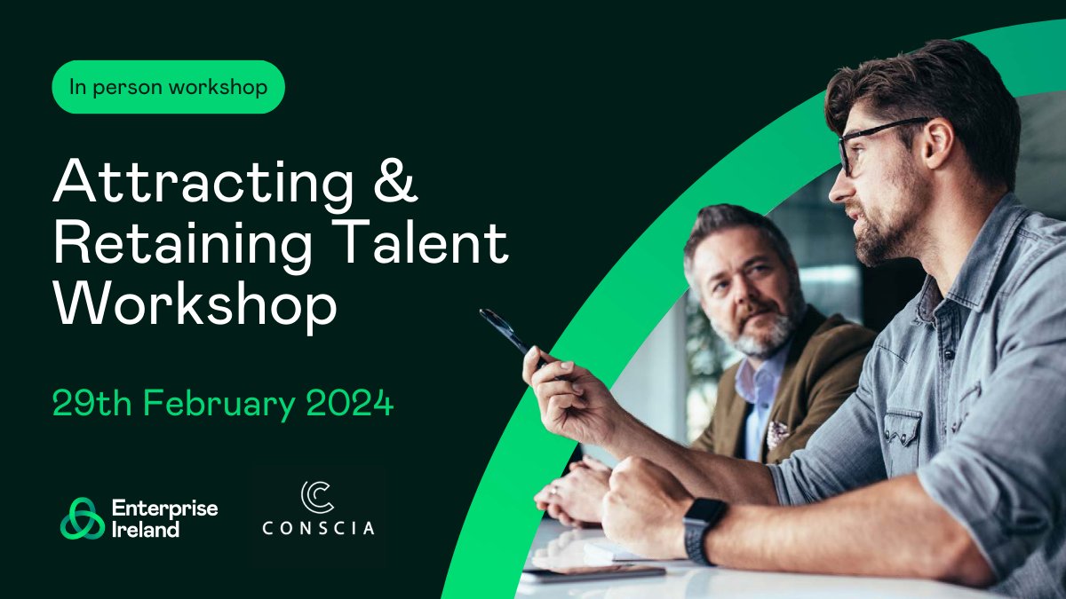 Register for Enterprise Ireland’s Attracting &amp; Retaining Talent workshop on 29 February and receive support to develop a robust talent management process: rebrand.ly/AandRT29Feb

<a href="/Loc_Enterprise/">LocalEnterprise.ie</a> │ <a href="/UdarasnaG/">Údarás na Gaeltachta</a> │ <a href="/EI_Ylowry/">Yvonne Lowry</a> <a href="/consciaireland/">Conscia Talent</a>