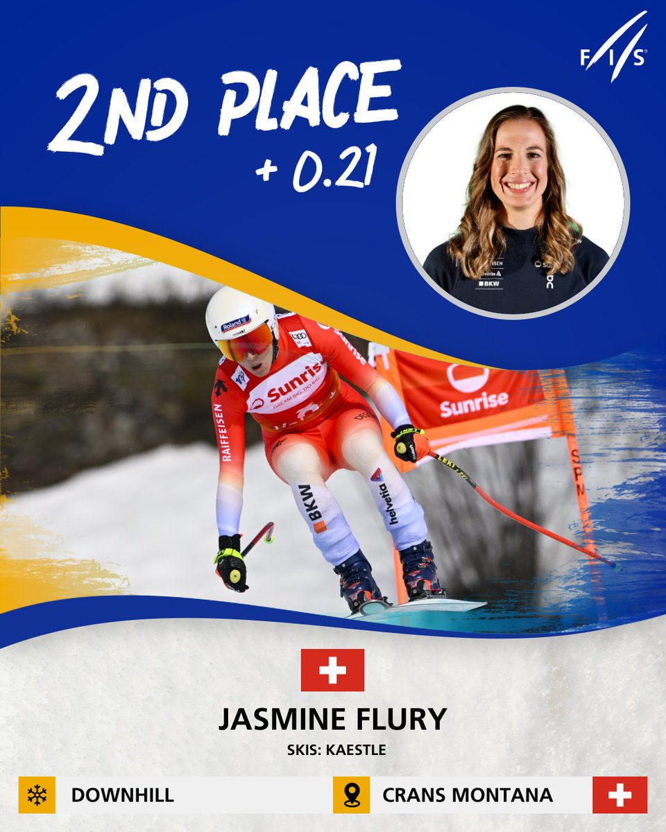fisalpine's tweet photo. Lara Gut-Behrami is unstoppable! 🏆🇨🇭 She claims her 4th consecutive World Cup victory, her 4th in @worldcupcransmontana, her 7th this year (1st in DH) and her 44th overall. 🤯 Returning to the top in Downhill after two years! What a champion! 👏🏻
🥈 @jasmineflury & @connyhuetter share the second place on the podium!

#fisalpine #ski #wintersport