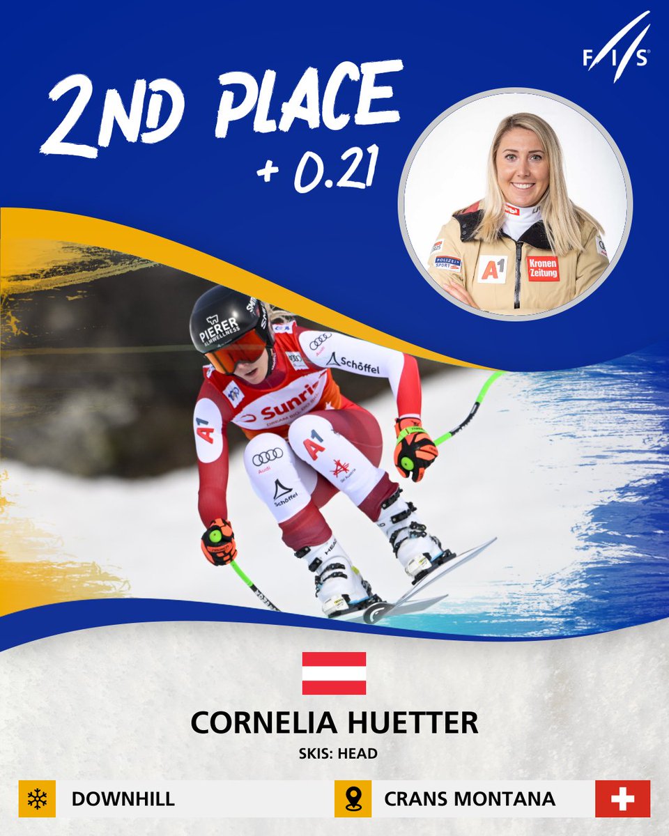 fisalpine's tweet photo. Lara Gut-Behrami is unstoppable! 🏆🇨🇭 She claims her 4th consecutive World Cup victory, her 4th in @worldcupcransmontana, her 7th this year (1st in DH) and her 44th overall. 🤯 Returning to the top in Downhill after two years! What a champion! 👏🏻
🥈 @jasmineflury & @connyhuetter share the second place on the podium!

#fisalpine #ski #wintersport