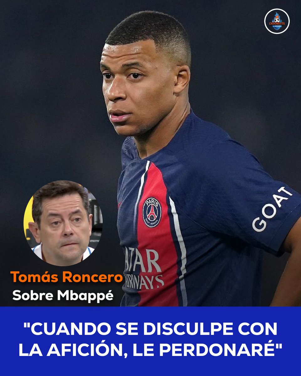 elchiringuitotv's tweet photo. 🐢"Cuando MBAPPÉ se DISCULPE con la AFICIÓN, le PERDONARÉ".

😯"Nos dejó 'tirados en el altar'".

➡️La condición de @As_TomasRoncero al francés para obtener su perdón. https://t.co/aG9ejPReRa