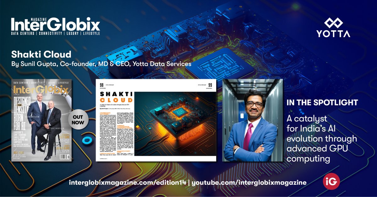 InterGlobixMag's tweet image. Sunil Gupta, Co-founder, MD &amp;amp; CEO of @YottaInfra, proudly presents Shakti Cloud: India&apos;s groundbreaking AI-HPC supercomputer revolutionizing the nation&apos;s AI capabilities. 
Know more: interglobixmagazine.com/shakti-cloud/

#AI #GPUComputing #DigitalTransformation #Innovation #TechLeadership