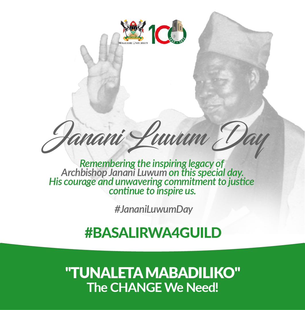 Remembering the inspiring legacy of Archbishop Janani Luwum on this special day.
His courage and unwavering commitment to justice continue to inspire us.
#JananiLuwumDay

Yours truly,
BASALIRWA JONATHAN, JB.
@BasalirwaJB
'TUNALETA MABADILIKO' ✊🏼
#BASALIRWA4GUILD 💚🤍✅