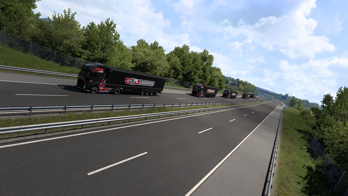 G_and_J_Logist's tweet photo. The fleet spotted on the road
#GandJLogistics #SCSSoftware #WoTr #ETS2 #Simulation #convoy #teamdrive #teamdriver #Slovenia #VolvoTrucks #BestCommunityEver https://t.co/8yhH7WmZlG