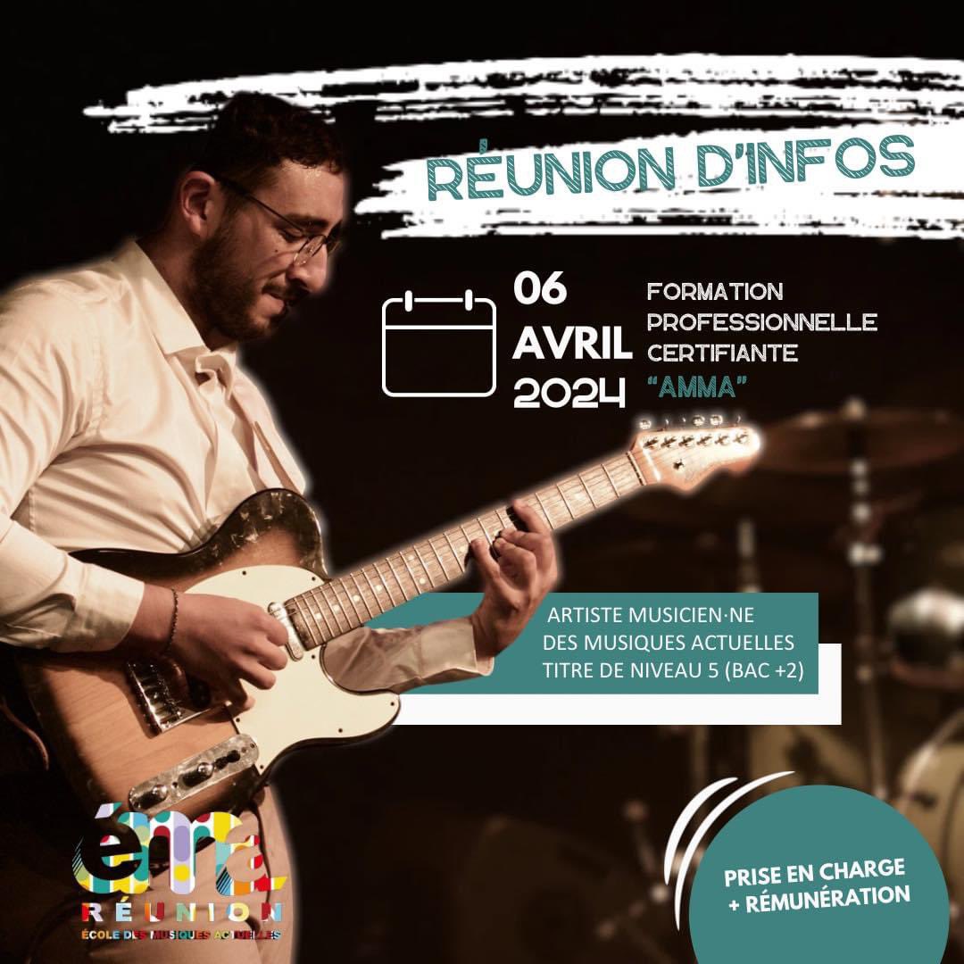 EMAreunion's tweet photo. 📢 Rejoins-nous 𝐥𝐞 𝐬𝐚𝐦𝐞𝐝𝐢 𝟔 𝐚𝐯𝐫𝐢𝐥, 𝐝𝐞 𝟗𝐡 𝐚̀ 𝟏𝟐𝐡, pour tout savoir sur la formation AMMA 2024-2025 ! 
✅ Programme complet, rémunéré &amp; pris en charge par la @Région Réunion

#EMAReunion #Auditions2024 https://t.co/lYYaxCegwI