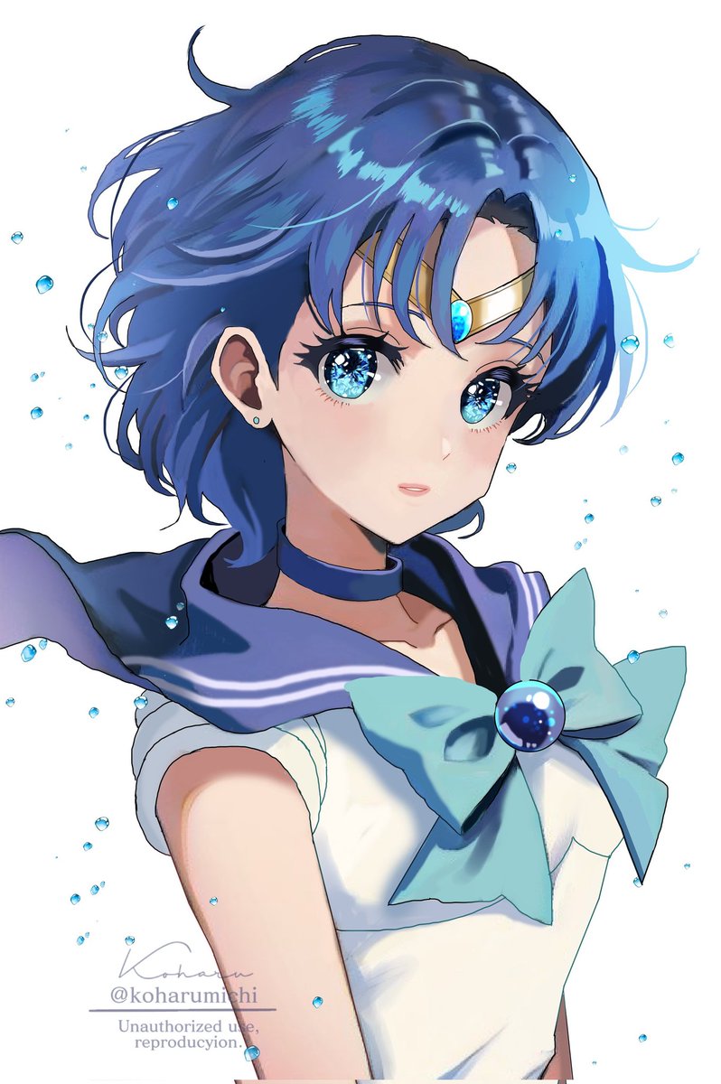 mizuno ami ,sailor mercury 1girl solo sailor senshi uniform blue hair sailor collar blue eyes choker  illustration images