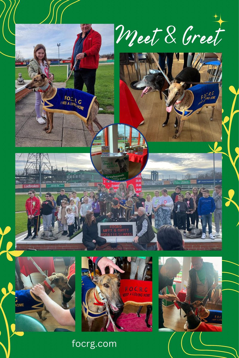 CRAYFORDRG's tweet photo. What a fabulous day we all had yesterday at the Meet &amp; Greet. Rosie &amp; Sally loved meeting the kids and were really excited to be out on the podium for the FOCRG Rosette Stakes. A big shout out to @CrayfordStadium &amp; @CrayRaceOffice 💕🐾 #thejourneycontinues #greyhounds #charity https://t.co/nagD7Kyugx