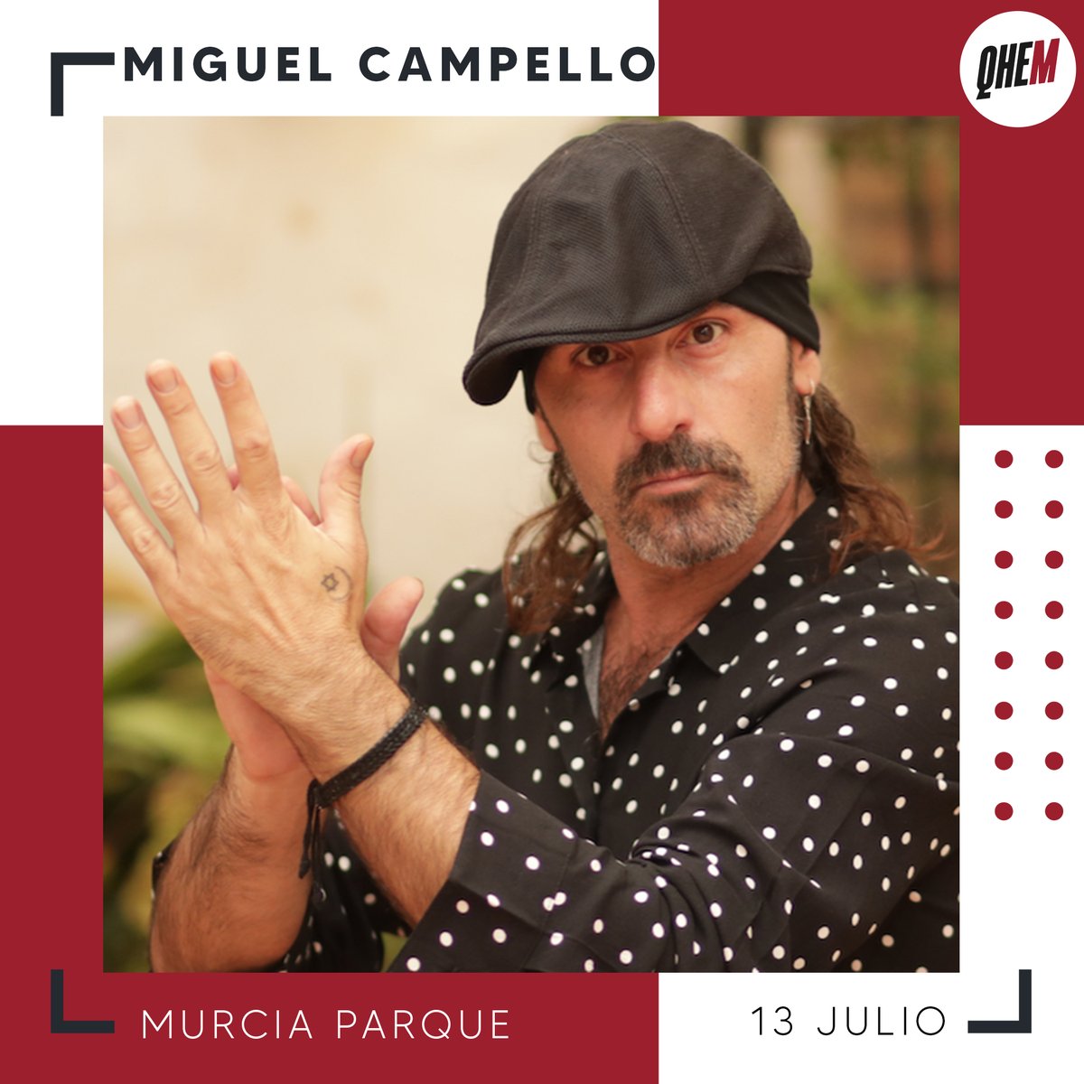 Vuelve a Murcia Miguel Campello el 15 de julio.

No puedes perderte este concierto en el que podrás disfrutar de mestizaje con mayúsculas, flamenco, rock, fusión, rumba, jazz... Con un sello de identidad propia.

¡Entradas ya a la venta!
