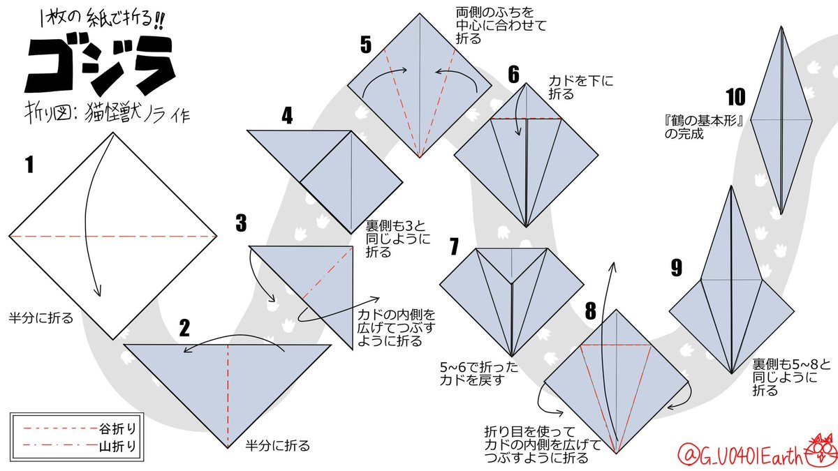 『1枚の紙で折る‼︎ゴジラ』

正方形1枚で作る折り紙です。
ハサミ・のり不使用です。

#ゴジラ #Godzilla 
#折り紙 #折り紙作品 