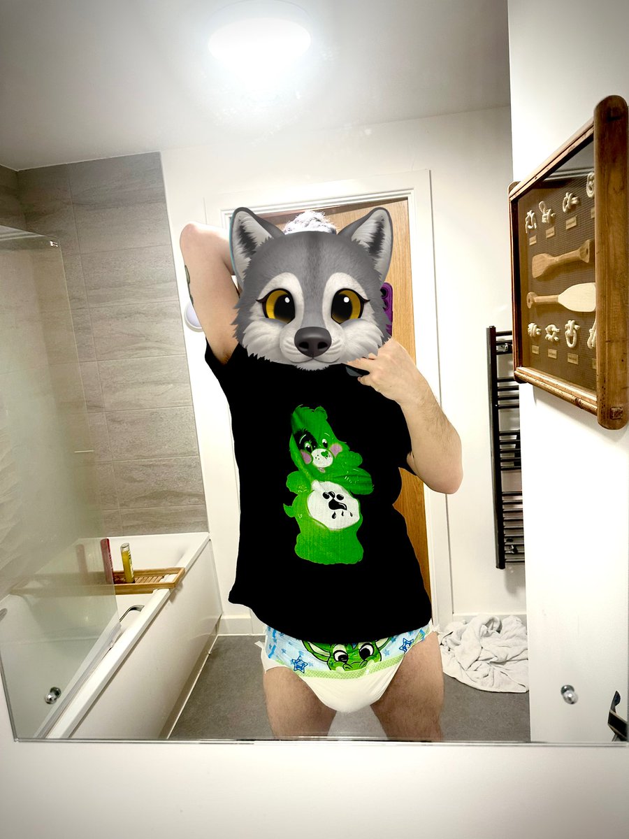 Pup_Admiral's tweet photo. hmph. I’m off work today and @UKkinkycub is making me pad up for the whole day 😤 https://t.co/Ysd8LhBYJZ