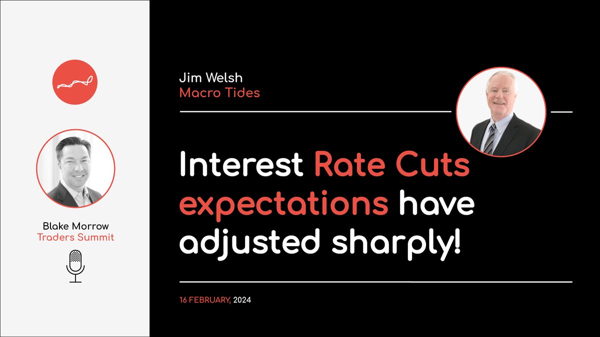 Traders_Summit's tweet photo. "Interest Rate Cuts Expectations Have Adjusted Sharply!"
Another excellent interview with Jim Welsh @JimWelshMacro!
Link here: https://t.co/2zOZJqZPpo
#Markets #Analysis #Trading #Macro #Rates #Cuts #JimWelsh #TradersSummit https://t.co/YJ7B6PFNtq