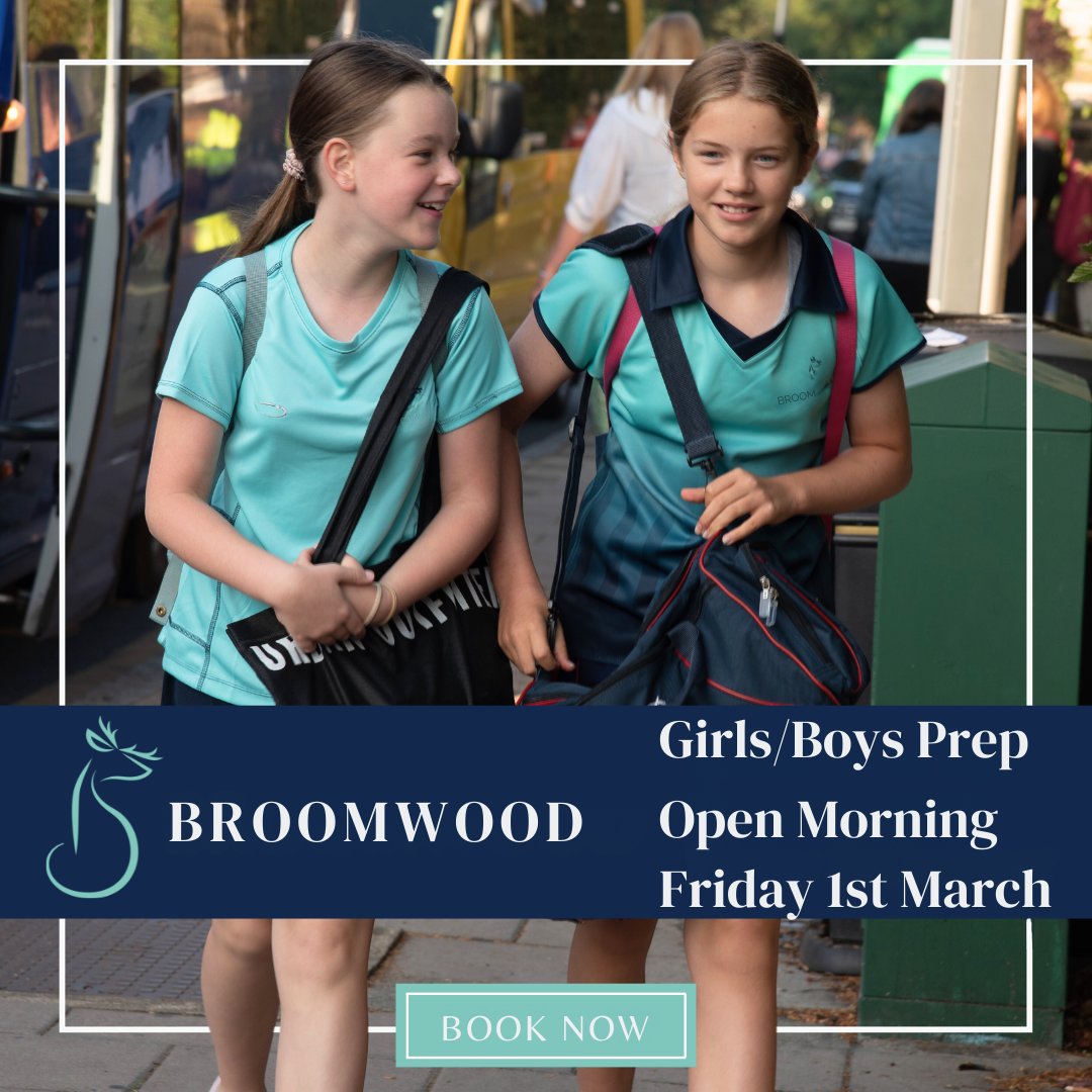We warmly welcome prospective parents &amp; carers to join us at our next Broomwood OPEN MORNING ☕FRIDAY 1st MARCH 
Bookings now open: bit.ly/48Af4LJ   
Or via our website: broomwood.com/admissions/boo…

Inspiring Girls &amp; Boys aged 3 - 13 years to #BeYourBEST