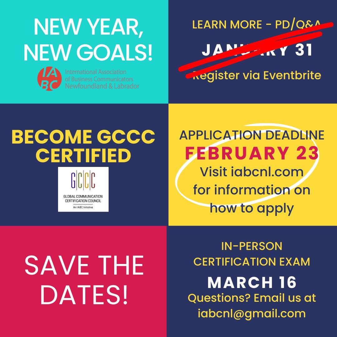 Don't miss out! To sit for the next in-person GCCC Certification exam, your application must be received by Friday, February 23rd, 2024.

Email us at iabcnl@gmail.com or visit our website for more information ➡️ iabcnl.com/certification.