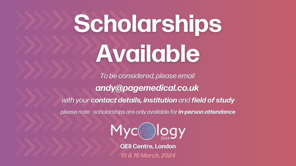 FungalUpdate's tweet photo. Attention PhD students! 🎓

To celebrate our 20th Anniversary, Fungal Update is offering 10 scholarships for PhD students to join us in London for #mycology2024. Get FREE registration &amp; £250 towards travel &amp; accommodation!

Applications close end of February, details below 👇 https://t.co/RLAxhav9eU