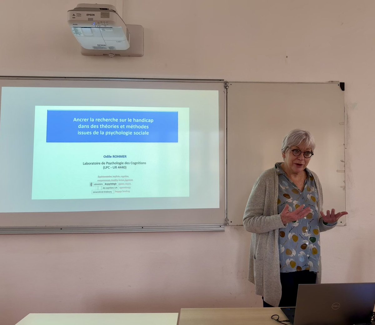 ✨Une intervention passionnante d’<a href="/OdileRohmer/">odile rohmer</a> qui nous a parlé de ses travaux sur le handicap, au prisme de la cognition sociale et des relations intergroupes ! 
💡De nombreuses réflexions de recherche en perspective !