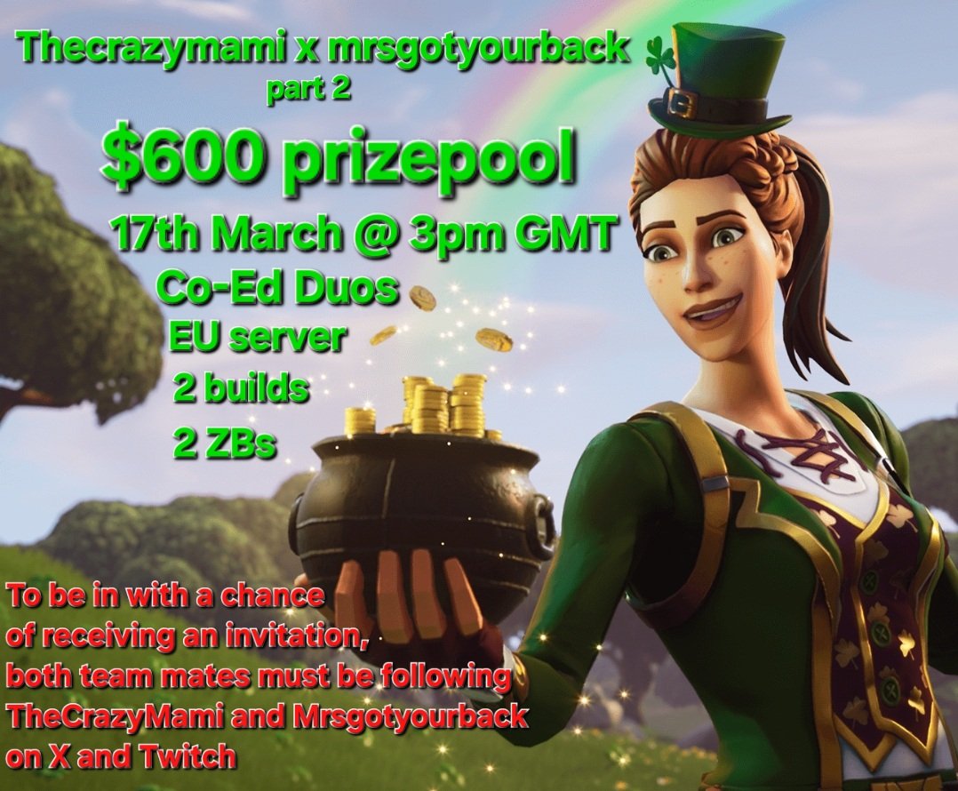#ANNOUNCEMENT let the shenanigans begin 🤪 
What you all have been waiting for. The full details of our tourney.
Tag your duo in the comments below and let's get some of these invitations sent out to you 
#Fortnite    #epicgames #fortnitecompetitive #Irish #tourney