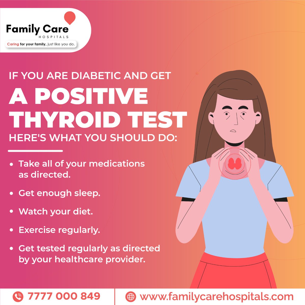 FamilyHospitals's tweet photo. If you have diabetes and get a positive thyroid test, there are a few things you can do to help feel the best possible.
#FCH #FamilyCareHospitals #ThyroidHealth #ThyroidAwareness #ThyroidWarrior #Hypothyroidism #Hyperthyroidism #ThyroidSupport #ThyroidTreatment #ThyroidSymptoms https://t.co/uyjJ2PTraM