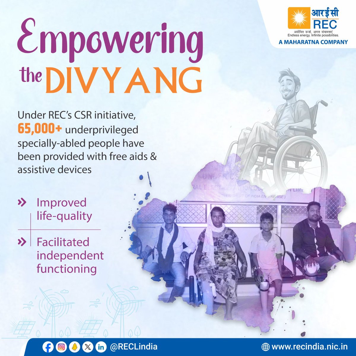 In its 10 years of existence, #RECFoundation- the CSR wing of #REC; has been creating great impact in the community through its programmes. Through its CSR efforts, REC has empowered nearly 65,000 people including more than 20,000 divyangjan.

#RECFoundation #Impact10Years