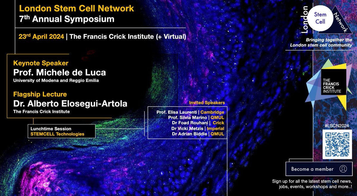 London Stem Cell Network (@lscn_uk) on Twitter photo We know you have been waiting, but the wait is finally over! We are very (very!) proud to announce the speakers of the LSCN 7th Annual Symposium (held <a href="/TheCrick/">The Francis Crick Institute</a> on Tue 23rd April). Looking forward to hearing the fantastic talk from Michele de Luca on #epithelial #stemcells! 1/3 We know you have been waiting, but the wait is finally over! We are very (very!) proud to announce the speakers of the LSCN 7th Annual Symposium (held <a href="/TheCrick/">The Francis Crick Institute</a> on Tue 23rd April). Looking forward to hearing the fantastic talk from Michele de Luca on #epithelial #stemcells! 1/3