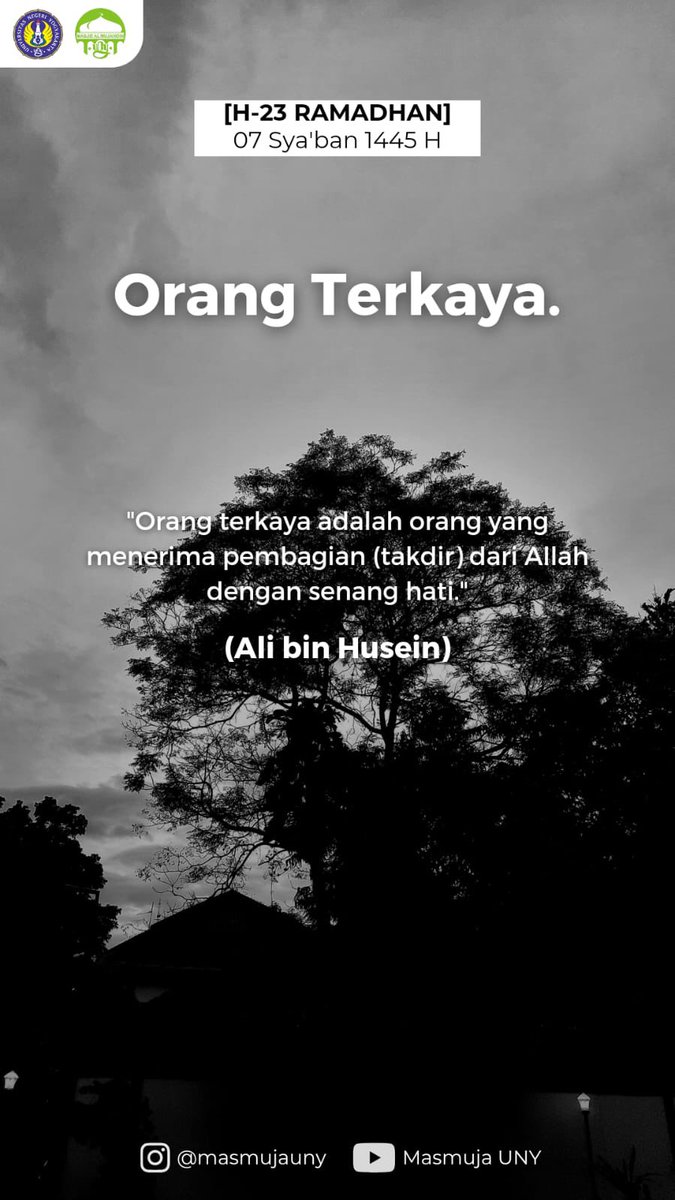 samzalii's tweet photo. _Orang terkaya adalah orang yang menerima pembagian (takdir) dari Allah dengan senang hati."_ (Ali bin Husein) https://t.co/MJZsiVzpix